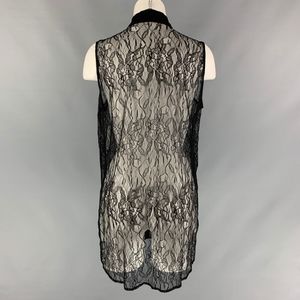 Sleeveless lace black Equipment buttondown
